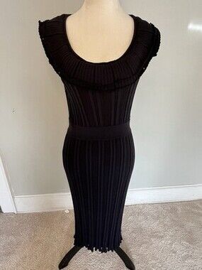 Bcbcmaxzaria Black Ribbed Ruffled Maxi Skirt. Size S. EUC